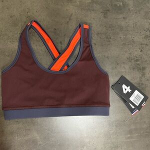 Fourlaps Infinity Sports Bra Crisscross Back Size XS NWT New Fudge Smoke Color